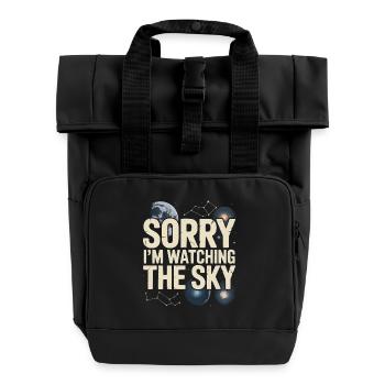 Astronomer Galaxy Outerspace Universe Astronomy - Roll Top Backpack with Two Handles - black - Front
