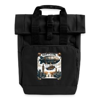 High-flying airship over London - Roll Top Backpack with Two Handles - black - Front