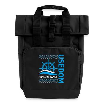 Island USEDOM Baltic Sea Usedom Holiday Fun - Roll Top Backpack with Two Handles - black - Front