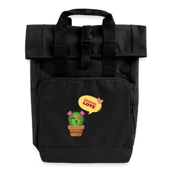 Cute Cactus Sending Love - Rolltop Rucksack mit zwei Griffen - Schwarz - Vorne