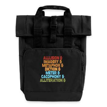 Literary Devices Typography Stack - Roll Top Backpack with Two Handles - black - Front