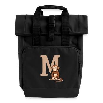 MonkeyM design with capital letter M - Roll Top Backpack with Two Handles - black - Front
