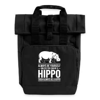 Nilpferd Sprüche Flusspferd Witz Nilpferd Geschenk - Rolltop Rucksack mit zwei Griffen - Schwarz - Vorne