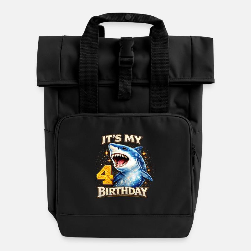 C’est mon 4e anniversaire Hai Geburtstag - Sac à dos Roll Top à deux anses - noir