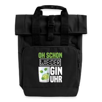 Gin Uhr - Rolltop Rucksack mit zwei Griffen - Schwarz - Vorne
