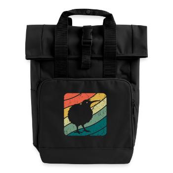 Nouvelle-Zélande Oiseau Kiwi mignon Rétro Vintage NZ - Sac à dos Roll Top à deux anses - noir - Devant
