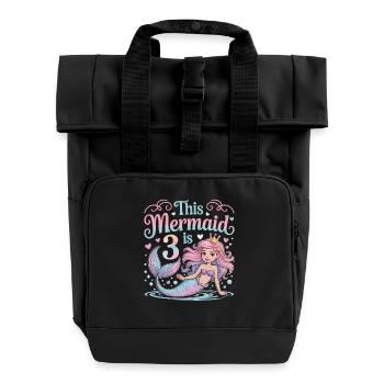 Mermaid 3rd Birthday 3 Years - Roll Top Backpack with Two Handles - black - Front