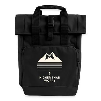 Higher Than Worry Mountain Motif - Sac à dos Roll Top à deux anses - noir - Devant