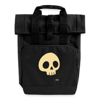Minimalistischer Totenkopf in Beige - Rolltop Rucksack mit zwei Griffen - Schwarz - Vorne