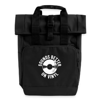Klingt besser auf Vinyl - Rolltop Rucksack mit zwei Griffen - Schwarz - Vorne