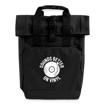 Klingt besser auf Vinyl - Rolltop Rucksack mit zwei Griffen - Schwarz - Vorne