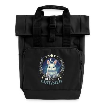 Happy Easter Ostara Rabbit - Roll Top Backpack with Two Handles - black - Front