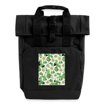 Edelweiß Frauen Alpenblume Berge Blumenmotiv Alpen - Rolltop Rucksack mit zwei Griffen - Schwarz - Vorne