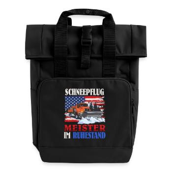 SCHNEEPFLUG MEISTER IM RUHESTAND Lustiges - Rolltop Rucksack mit zwei Griffen - Schwarz - Vorne