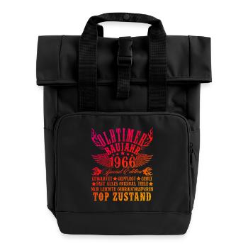 60th Birthday 60 Years Decoration 1965 Gift Funny - Roll Top Backpack with Two Handles - black - Front
