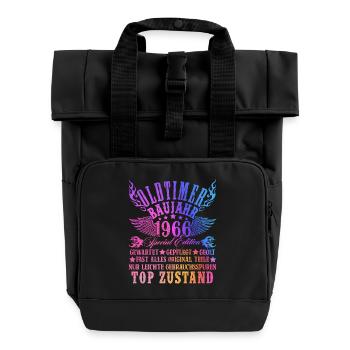 60th Birthday 60 Years Decoration 1965 Gift Funny - Roll Top Backpack with Two Handles - black - Front