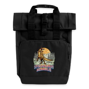 Spinosaurus Mirabilis Retro New Dinosaur - Roll Top Backpack with Two Handles - black - Front