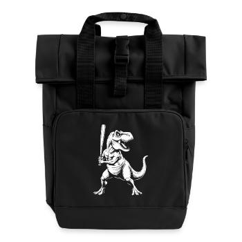 Baseball Baseballer Dinosaurier Baseballspieler - Rolltop Rucksack mit zwei Griffen - Schwarz - Vorne