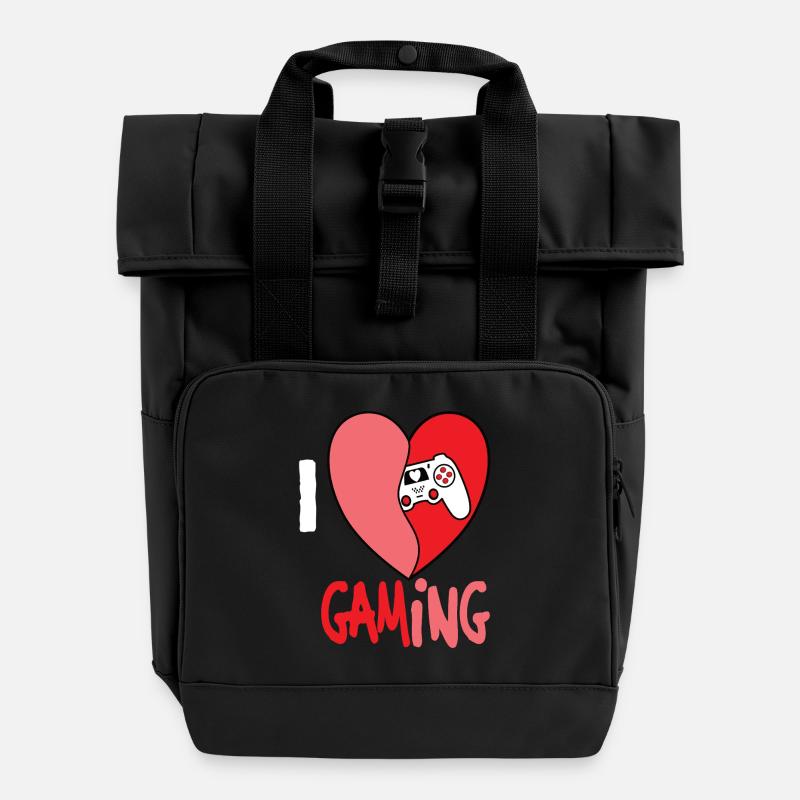 I LOVE GAMING - Rolltop Rucksack mit zwei Griffen - Schwarz
