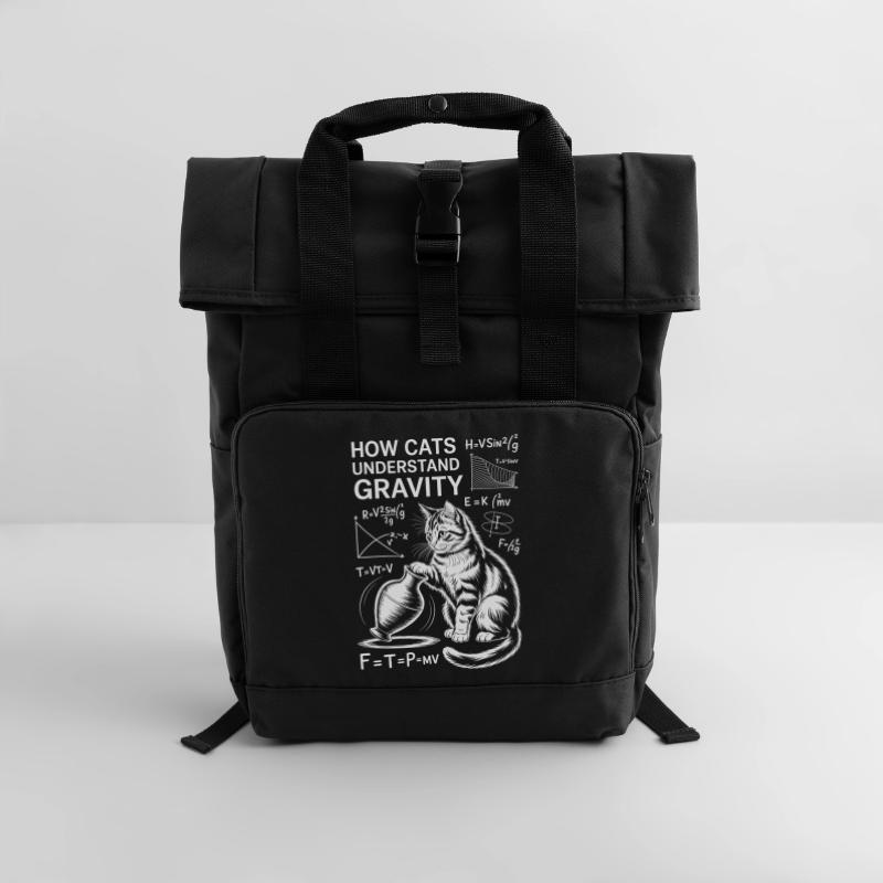 Physics Cats Sayings Math Joke Physics Gift Roll Top Backpack with Two Handles