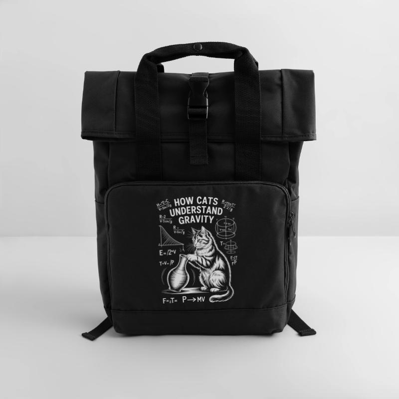 Physics Cats Sayings Math Joke Physics Gift Roll Top Backpack with Two Handles