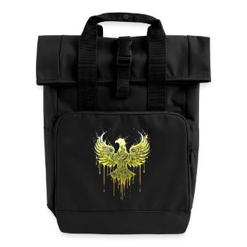 Phoenix of Gold – Noble Eagle Silhouette Street Art - Roll Top Backpack with Two Handles - black - Front