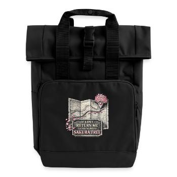 Cherry Blossom Sakura Cherry Blossom - Roll Top Backpack with Two Handles - black - Front
