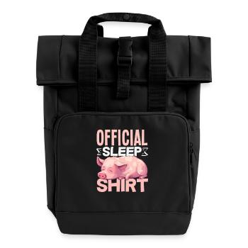 Offizielles Schlafshirt Süßes Schwein - Rolltop Rucksack mit zwei Griffen - Schwarz - Vorne