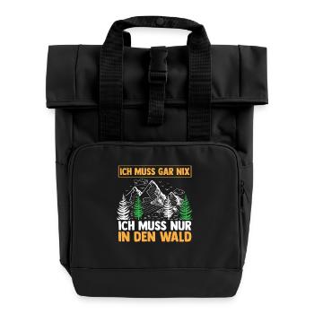 Jagd Jagen Waidmann Jäger - Rolltop Rucksack mit zwei Griffen - Schwarz - Vorne