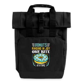 Donut fast food - Roll Top Backpack with Two Handles - black - Front
