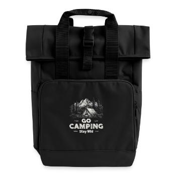 Camping Abenteuer Spruch Go Camping Stay Wild Camp - Rolltop Rucksack mit zwei Griffen - Schwarz - Vorne