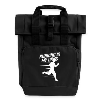 Marathon Runner Is My Drug Running Gift - Rolltop Rucksack mit zwei Griffen - Schwarz - Vorne