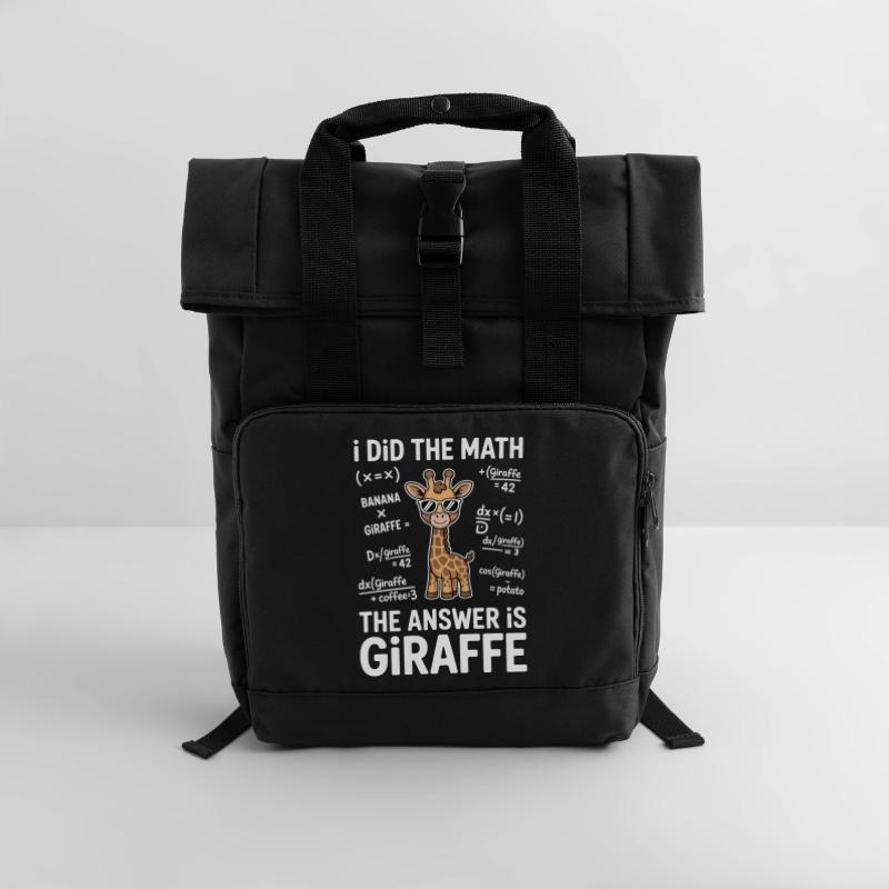 Math Sayings Giraffe Funny Math Gift Roll Top Backpack with Two Handles