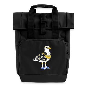 Daisy seagull in summer look - Roll Top Backpack with Two Handles - black - Front