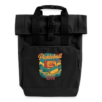Pickleball-Modus bei Funny Player Love Pickleball - Rolltop Rucksack mit zwei Griffen - Schwarz - Vorne
