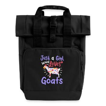 Just a Girl Who Loves Goats - Roll Top Backpack with Two Handles - black - Front