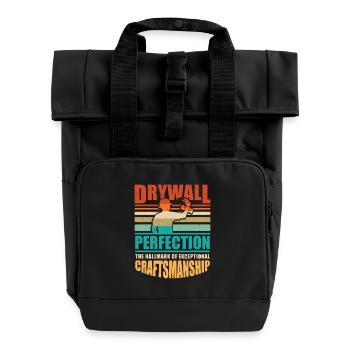 Drywall Drywall Builder Drywall Fitter - Roll Top Backpack with Two Handles - black - Front