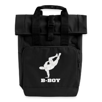Breakdance B-Boy Streetdance Hip Hop - Rolltop Rucksack mit zwei Griffen - Schwarz - Vorne