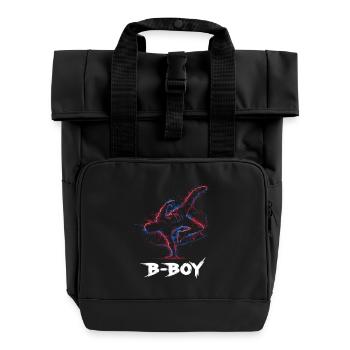 Breakdance B-Boy Streetdance Hip Hop - Rolltop Rucksack mit zwei Griffen - Schwarz - Vorne