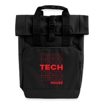 Tech House Neon Stacks - Roll Top Backpack with Two Handles - black - Front