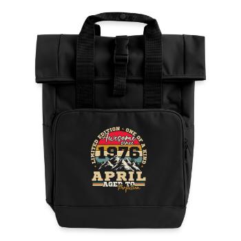 April 1976 Vintage Birthday Gift - Roll Top Backpack with Two Handles - black - Front