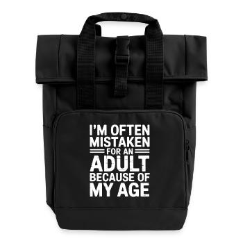 Saying Young Look Old Humor Funny Gift - Roll Top Backpack with Two Handles - black - Front