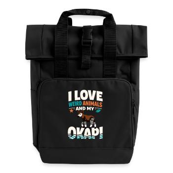 Okapi Lovers Okapi Animal Rare Wildlife Love - Roll Top Backpack with Two Handles - black - Front
