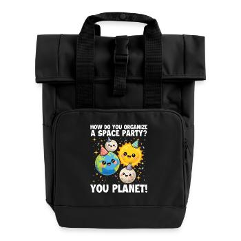 How To Organize Space Party Planet - Roll Top Backpack with Two Handles - black - Front