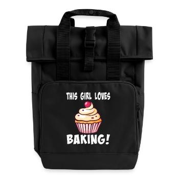 Cake Lover Cinnamon Cupcake - Roll Top Backpack with Two Handles - black - Front