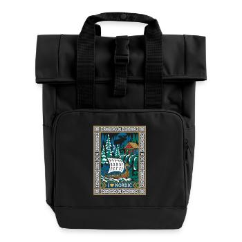 I Love Nordic Wikingerschiff - Rolltop Rucksack mit zwei Griffen - Schwarz - Vorne