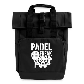Padel Freak Sport Begeisterung Performance - Rolltop Rucksack mit zwei Griffen - Schwarz - Vorne