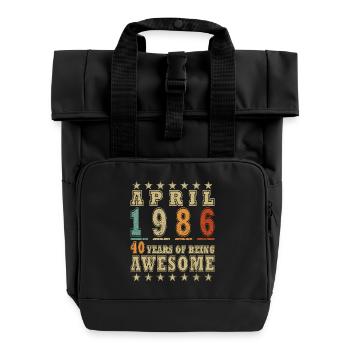 Anniversary year April 1986 - Roll Top Backpack with Two Handles - black - Front