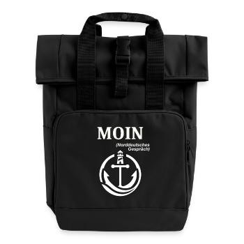 MOIN Norddeutscher Humor Spruch lustig  - Rolltop Rucksack mit zwei Griffen - Schwarz - Vorne