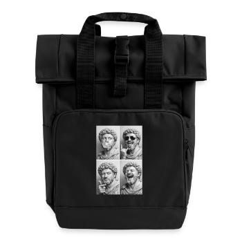 Marcus Aurelius Collage - Roll Top Backpack with Two Handles - black - Front